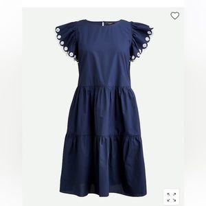 J Crew Tiered embroidered ruffle-sleeve dress
